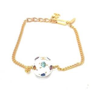 CHANEL Authentic Gold Logo Charm Bracelet